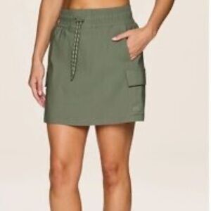 Vively Cargo Ripstop Hiking Skirt/ Skort XL Light Olive Big Pockets Under Shorts